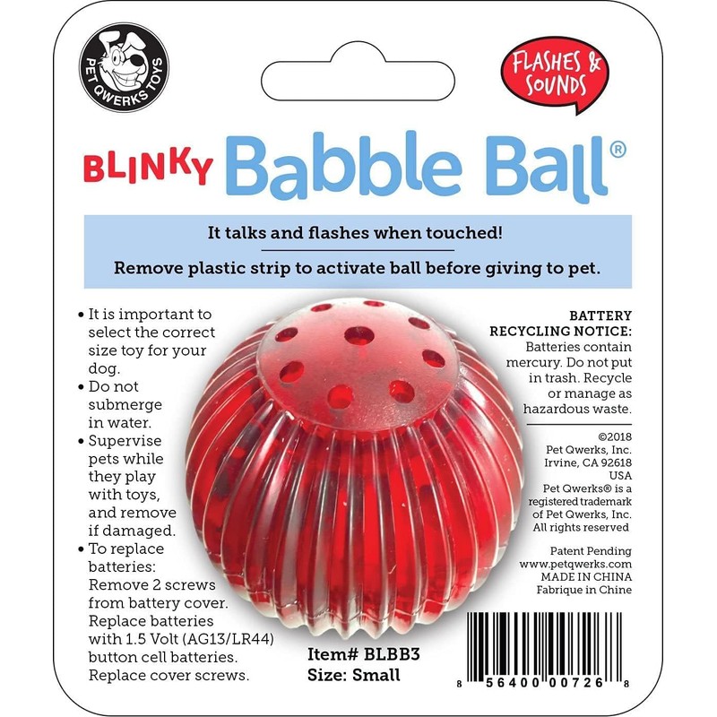 Pet Qwerks Blinky Babble Ball - Flashing Interactive Chew Dog