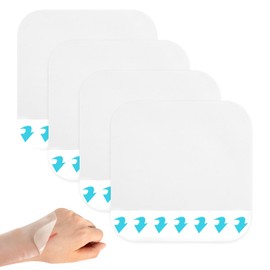 Pack of 4 Hydrocolloid Wound Dressings, 15 x 15 cm, Extra Thin Hydrocolloid Plasters, Large Waterproof Wound Plasters for Cuts, Abrasions, Pressure Points, Blisters, Acne and Venous Leg Ulcers