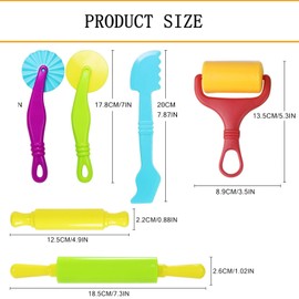 fidget pack Kneading Tool, 6-Piece Kneading Accessories, Children, Robust for Children's Dough, Magic Sand, Modelling Accessories, Plasticine Tools, Kitchen Toy Clay (Colourful)