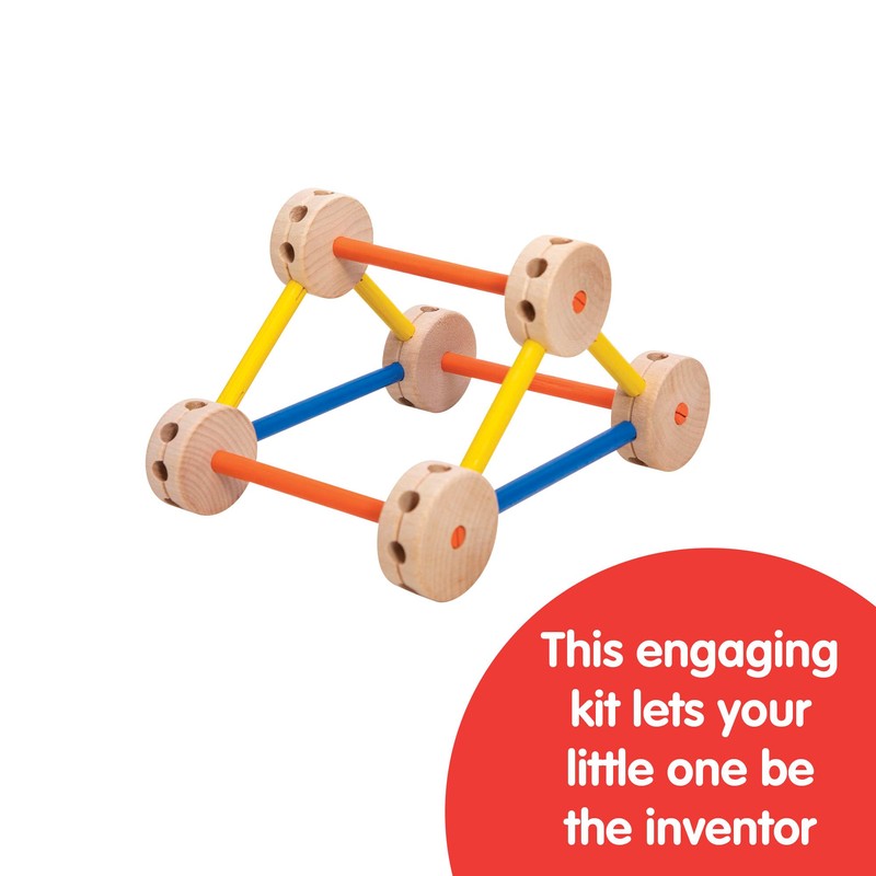 Schylling MKT Super Makit Classic Wood Construction Toy, 3+ years,