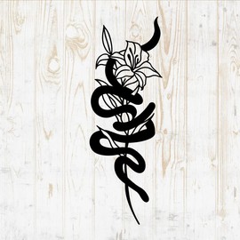 Snake Wall Decals - Skull Wall Stickers - Minimalist Line Art Floral Celestial Mystical Snake - Wall Decor Kitchen Living Room Bedroom Cars Window Laptop Tumbler Shop Store DWSV13668