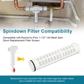 1-1/2 Inch 140 Mesh Spin Down Sediment Filters for Rusco Vu Flow, 1.5 Inch Sprinkler Filter Screen, Well Water Pump Filter, Irrigation Spindown Filters 8" Long (FS-1-1-2-140) - 2 Pack