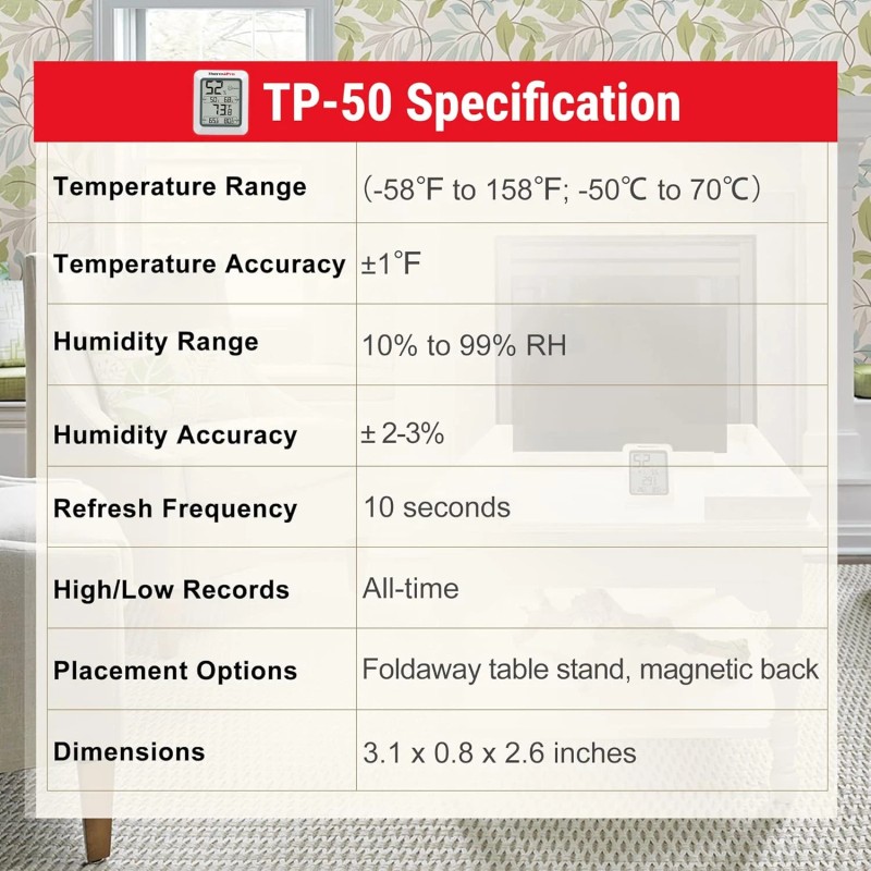 ThermoPro 3X ThermoPro TP-50 Temperature and Humidity Monitor- 3 Piece