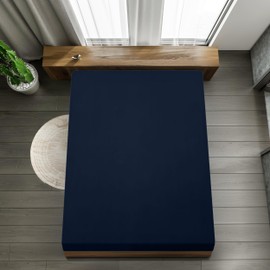 Utopia Bedding Fitted Sheet Single (2 Pack), Navy - Deep Pocket 14 inch (35 cm) - Easy Care - Soft Brushed Microfibre Fabric - Shrinkage and Fade Resistant - Bottom Sheet
