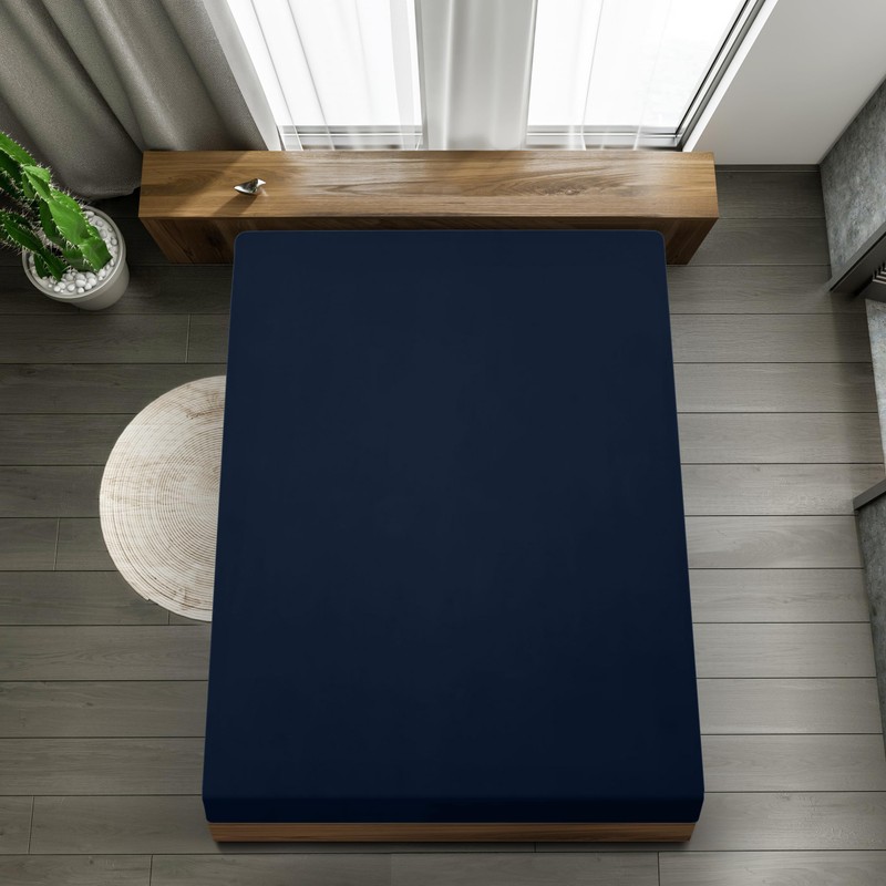 Utopia Bedding Fitted Sheet Single (2 Pack), Navy - Deep