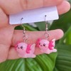 Cute Pink Axolotl Dangle Earrings for Women Unique Cartoon Animal