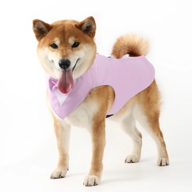 Dog Tuxedo Suit and Bandana Set Boy Dog Prince Bow Tie Shirt Formal Dog Wedding Attire for Large Medium Dogs (Lavender,Large)