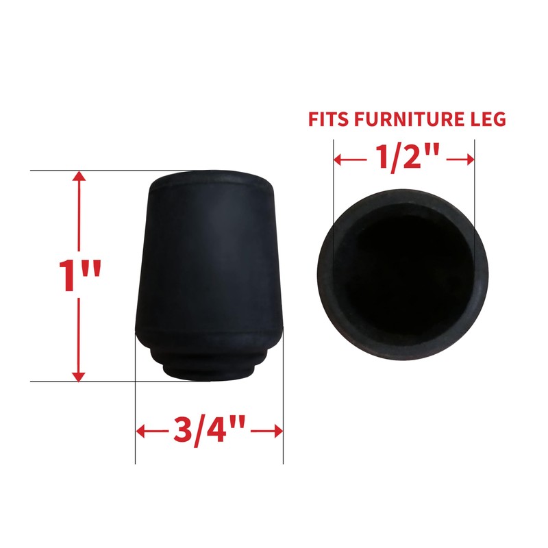 SoftTouch 4 Pack Non-Slip Round Rubber Leg Tip Protectors –