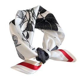 Aufeel 100% Real Mulberry Silk Women Small Square Neck Scarfs 21" Lightweight Headscarf Printed Neckerchief Gift Packed (Floral)