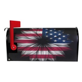 WOOR American Flag Magnetic Mailbox Cover Patriotic Floral MailWraps Garden Yard Home Decor for Outside Standard Size-18"x 20.8"