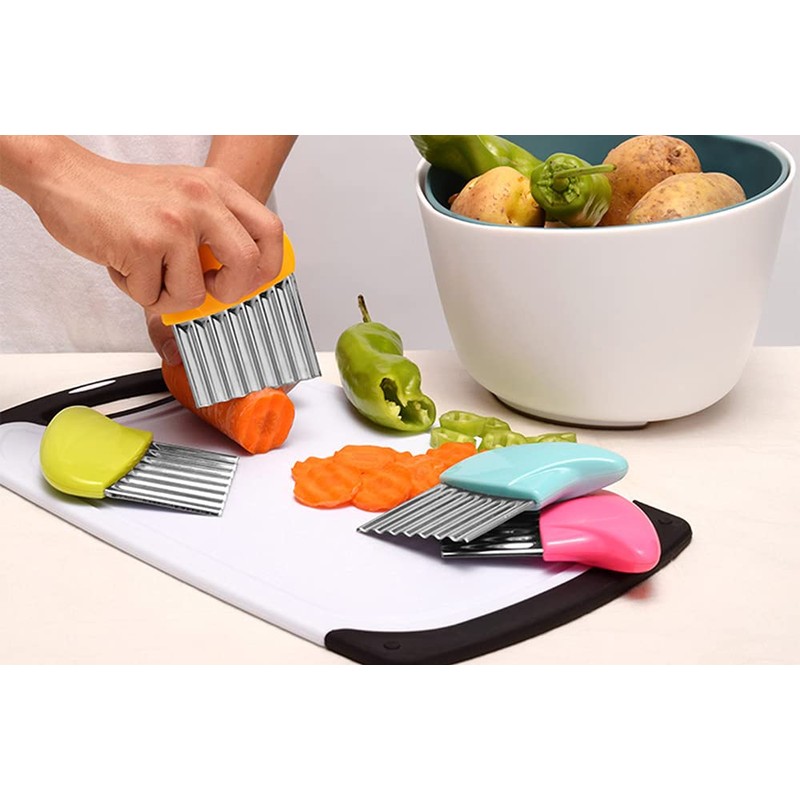 Crinkle-Cutter for Veggies-Salad-Chopper Knife 2Pcs Stainless-Steel-Blade Wavy