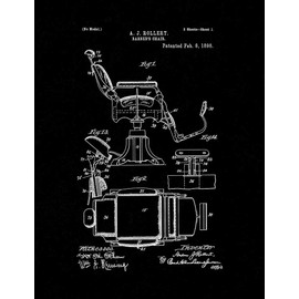 Barber's Chair Patent Print Black Matte (8" x 10") M10957