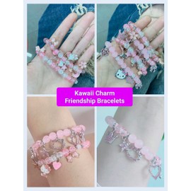 4-piece bracelet, Y2k matching bracelet, elastic crystal bead bracelets, pair bracelets for couples, friendship bracelets for children, magnetic distance bracelets, ideal as a birthday gift, Crystal,