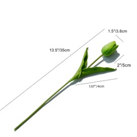 Mandy's 20pcs Green Artificial Tulip Silk Fake Flowers 13.5" for New Year Spring Mother's Day Easter Gifts in Bulk Home Kitchen Wedding Decorations