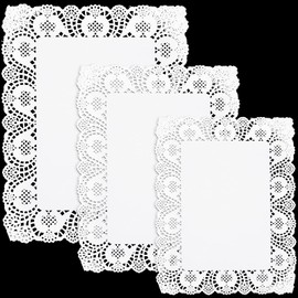 150 Pcs Assorted Sizes Paper Doilies 3 Sizes Rectangle Paper Doilies White Doilies for Food Lace Paper Doilies for Table Wedding Birthday Cakes Desserts Food Decoration, 10.24 x 7.48 Inches