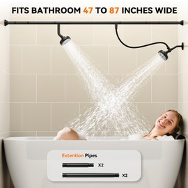 NTPN Dual Shower Head for Couples, High Pressure Double Shower Heads for Two People Rod, Two Showerhead System Fit 2 Person, Birthday Gifts for Women Men, Easy Install, Spa-Like Water Pressure (Black)