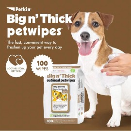 Petkins Petkin Pet Wipes for Dogs and Cats, Oatmeal, 100 Wipes (Large)