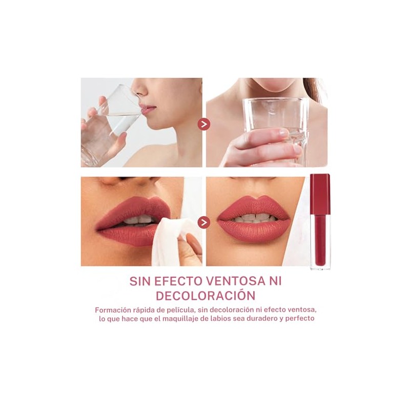 Labial Mate 12 piezas, Brillo de Labios Indelebles de Larga