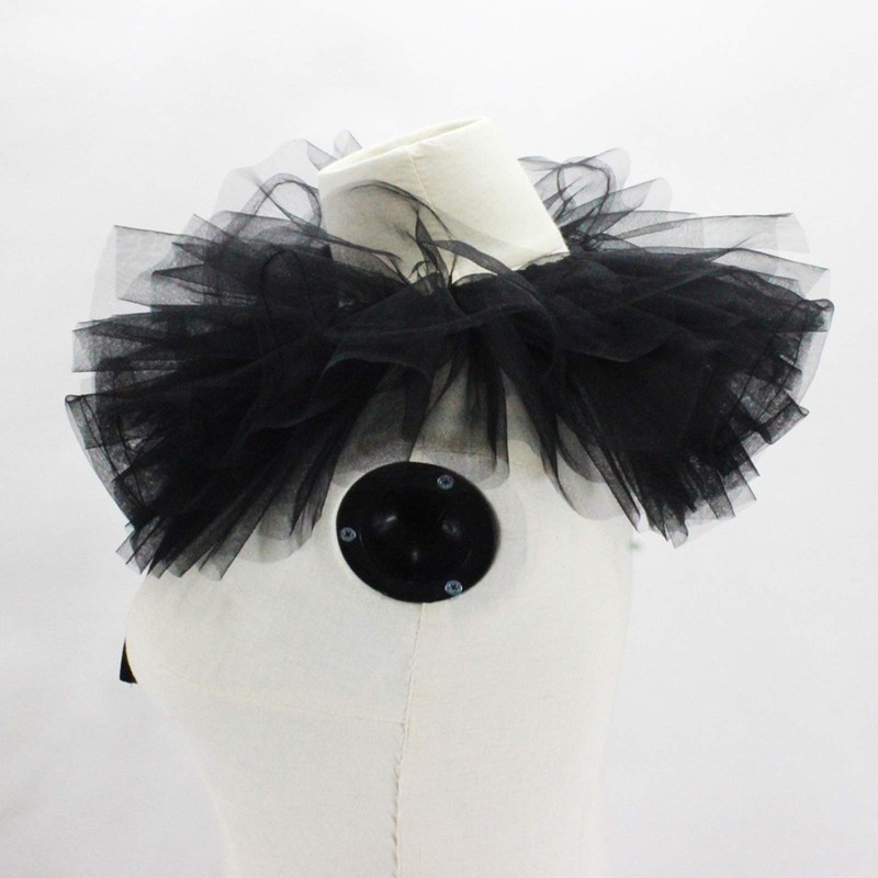 Saccgt Victorian Ruffled Mesh Fake Collar Shawl Tulle Clown Cosplay