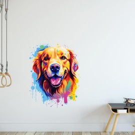 GRAZDesign Wall Sticker Dog Golden Retriever Colourful Cool Wall Sticker for Teenager's Room, Children's Room, Living Room Wall Sticker - 51 x 40 cm