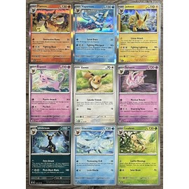 Pokémon TCG Eeveelution COMPLETE 9 CARD SET LOT Eevee Collection