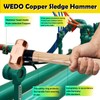 WEDO 2PCS Copper Sledge Hammer Set,1lb+2lb,Wooden Handle,Die-Forge,Corrosion Resistant, DIN Standard