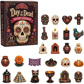 Day of the Dead Skull Advent Calendar 24 Days Ornament Set (B)