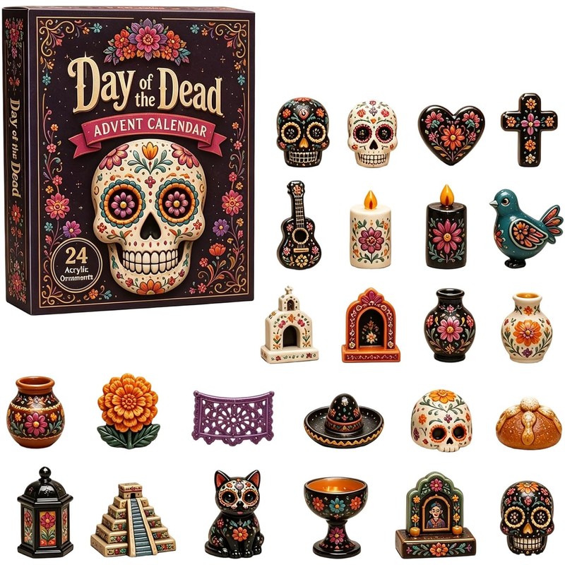 Day of the Dead Skull Advent Calendar 24 Days Ornament