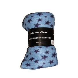AES 50x60 Inch Star Pattern Dark and Light Blue Polar Fleece Throw Blanket