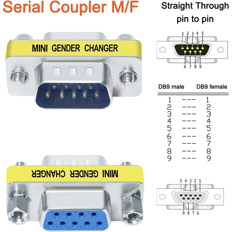 DTECH RS232C DB9 Compact Conversion Adapter Gender Changer 3-Set (Male-Male,