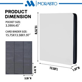 MORABTO Toploader Binder, Holds 324 Top Loaders,9 Pocket Top Loader Binders for 3" x 5" Rigid Cards,Toploader Card Binder for Hard Plastic Top Loaders- White
