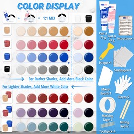 Bathtub Repair Kit 4.94oz (Color Match), TUFINEIN Porcelain Repair Kit for Fiberglass, Enamel, Ceramic, Acrylic Repair and Fix Chips, Cracks, Scratches, Holes on Tub/Tile/Sink/Shower Tray/Shower