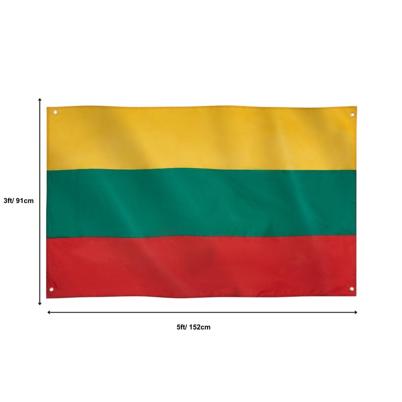 Runesol Lithuania Flag, 91x152cm, 3ft x 5ft, 4 Grommets, Eyelet