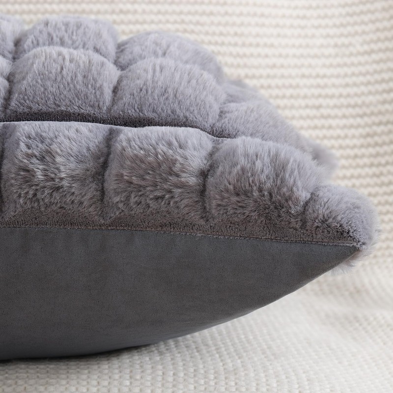 Madizz Faux Wool Grey Cushion Covers 20x20 inch, 50x50 cm,