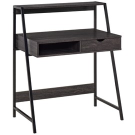 HOMCOM Home Office Desk, Computer Desk with A Frame for Small Spaces, Writing Table with Drawer and Storage Shelves, Charcoal Gray