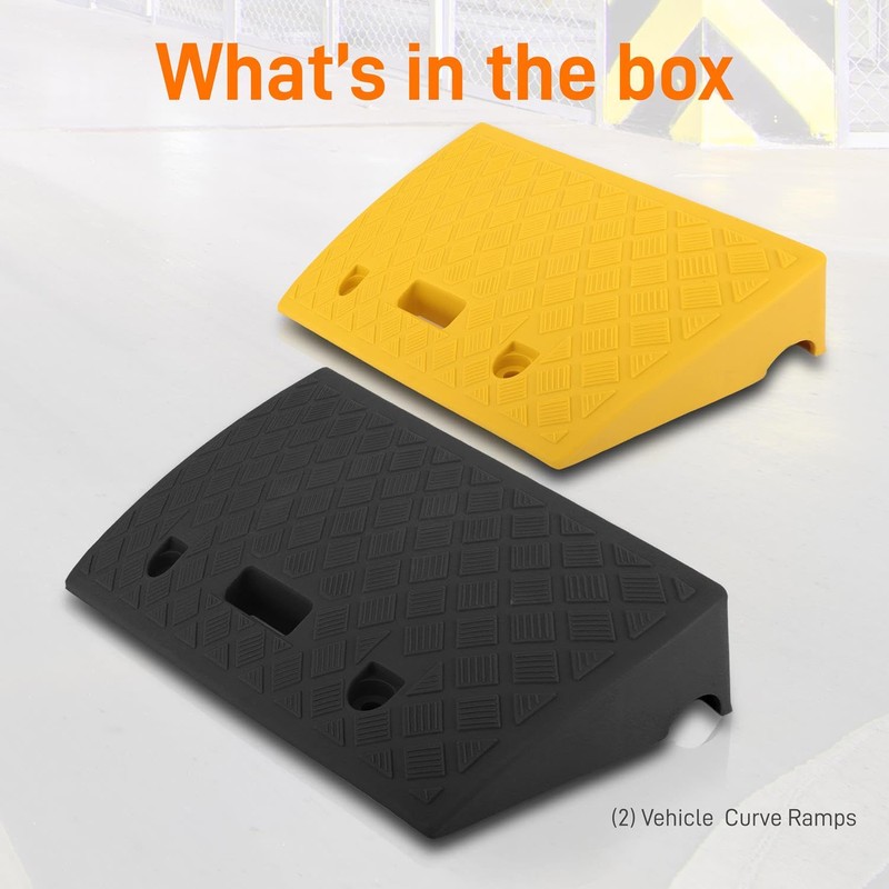 Pyle Portable Lightweight Plastic Curb Ramps - 2PC Heavy Duty