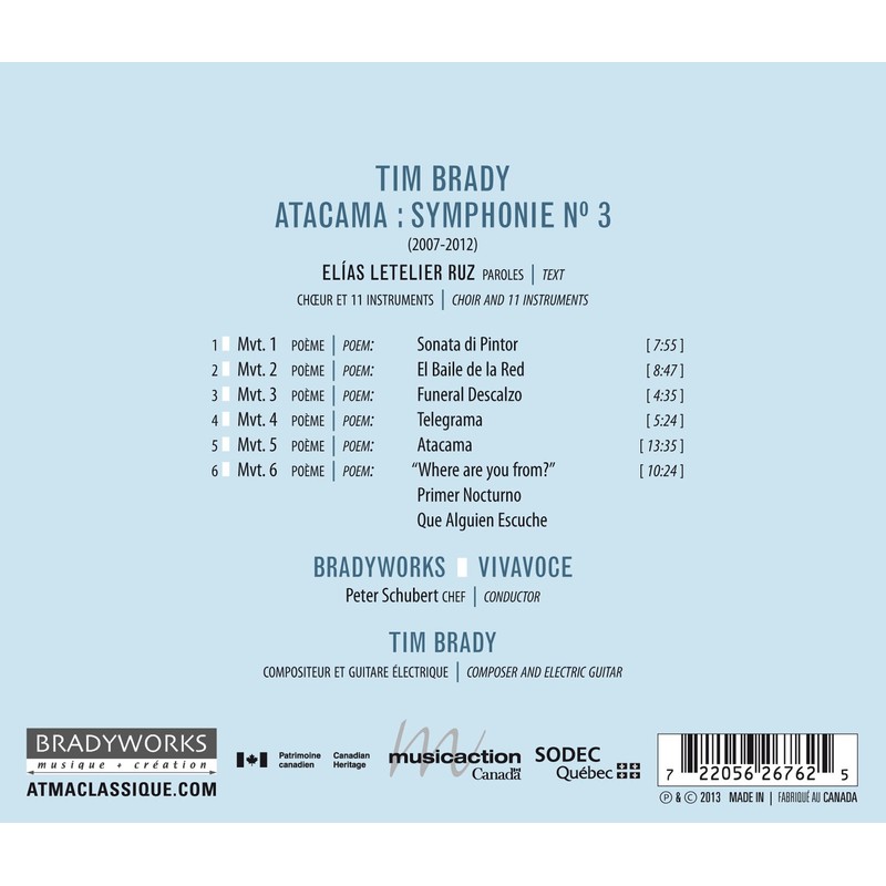Atacama Symphony No.3 by Bradyworks/Vivavoce [['audioCD']]