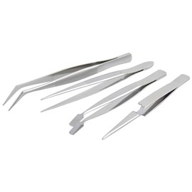 Surtek 115200 Juego de pinzas de presición tipo tweezer, 4 piezas