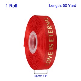 Unifizz 1 Inch Wide Love You Satin Ribbon 50 Yard Red Ribbons for Bouquet Valentine Wedding Party Gift Wrapping