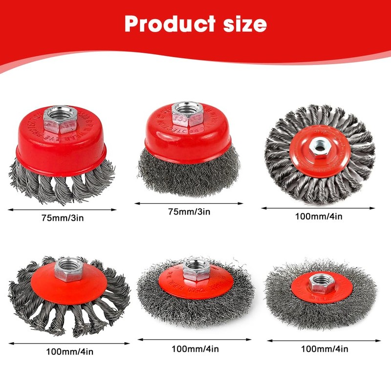 mizikuu 6 pieces wire brush angle grinder, M14 cup brush,