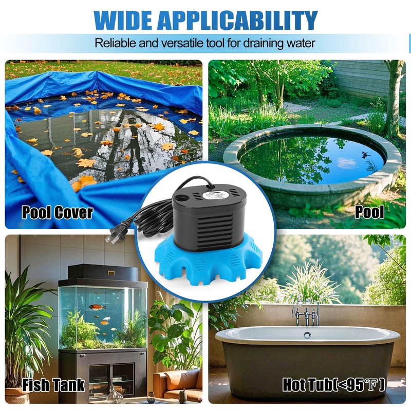 FIDISP Pool Cover Pump, 850 GPH Pool Cover Pumps Above