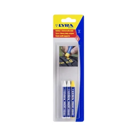 L4948001, LYRA 4940 Tyre / Universal Chalk MARK-ALL for Professional, Weatherproof Markings on Many Surfaces, Blister Pack of 3 Chalks (2 x White, 1 x Yellow)