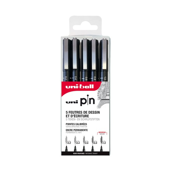 Mitsubishi Pencil - 5 Felt Tip Pens for Writing and