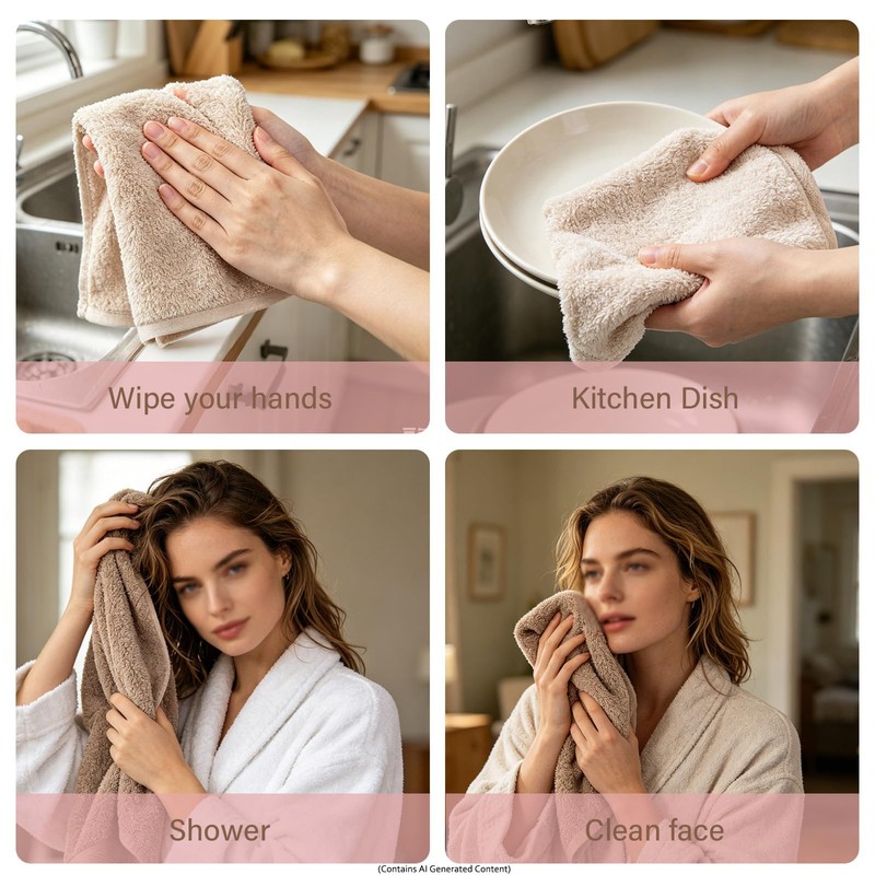 HEAVYWOOD Luxury Hand Towels for Bathroom 2pc 100% Long-Staple Cotton