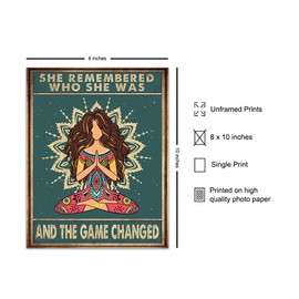 She Remembered Who She Was And The Game Changed - Bohemian Boho Wall Decor - New Age Zen Meditation Decor - Inspirational Wall Art - Inspiring Quotes -Uplifting Spiritual Motivational Gifts for Women