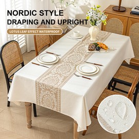 UWWGKK Linen Tablecloths for Rectangle Tables,About 8 FT Table Cloth Advanced Waterproofing Technology for Dinningroom,Farmhouse