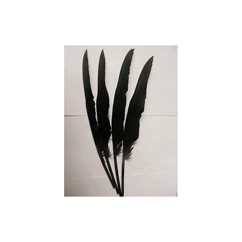 15pcs Black Raven Feather Handmade Craft Supplies Long Black Feather