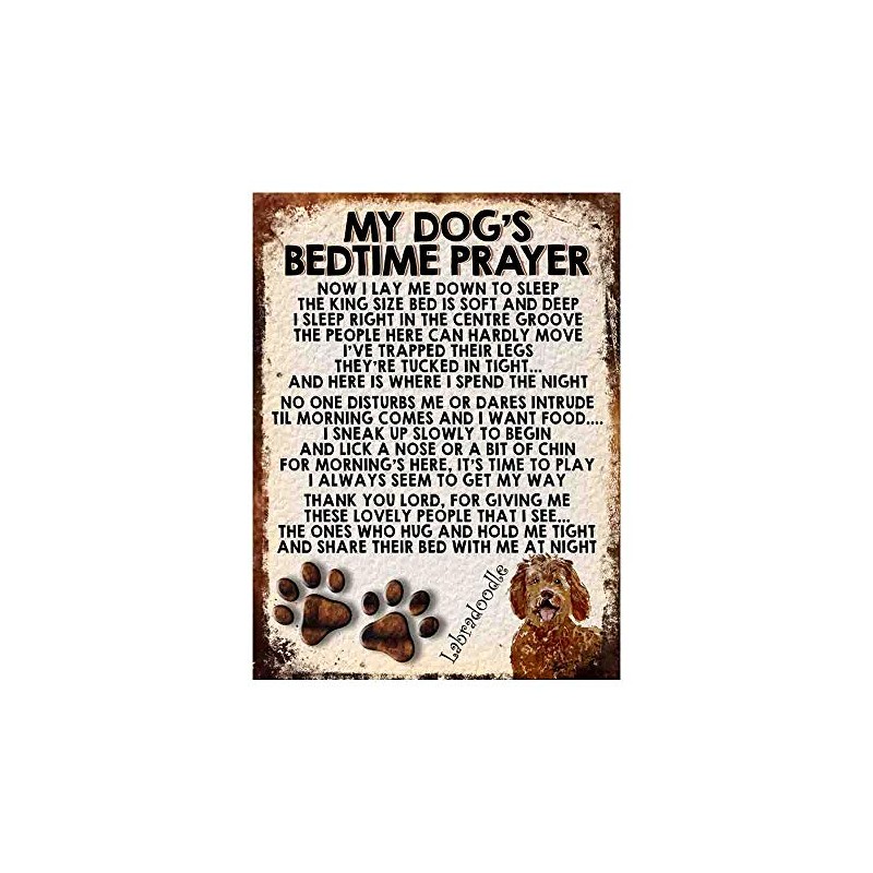 MY DOG'S BEDTIME PRAYER RETRO STYLE METAL TIN SIGN/PLAQUE (Labradoodle)