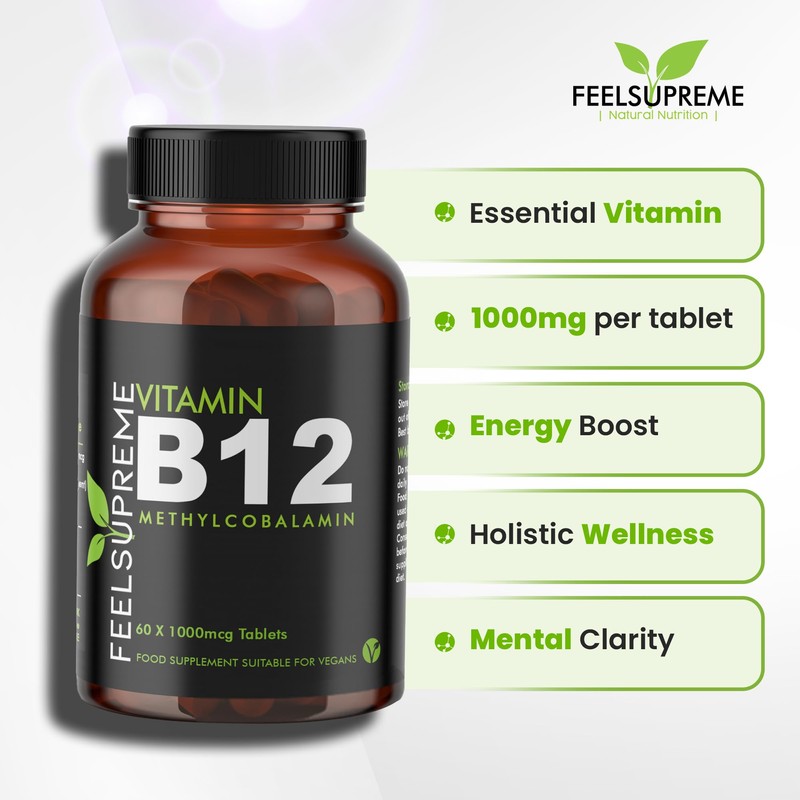 Vitamin B12 60 x 1000mcg Tablets - High Strength Supplement