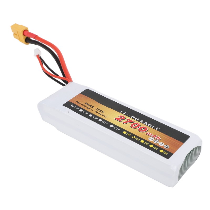7.4V 2700mAh 2s 25C LiPo Battery Lightweight Long Lasting Use